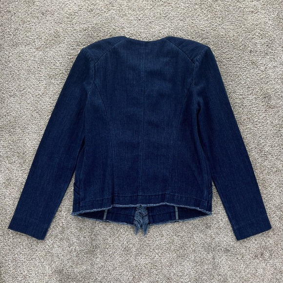AG Adriano Goldschmied Denim Jacket Womens XS Blue Moto Style Zip Front w/Fringe - Picture 6 of 13